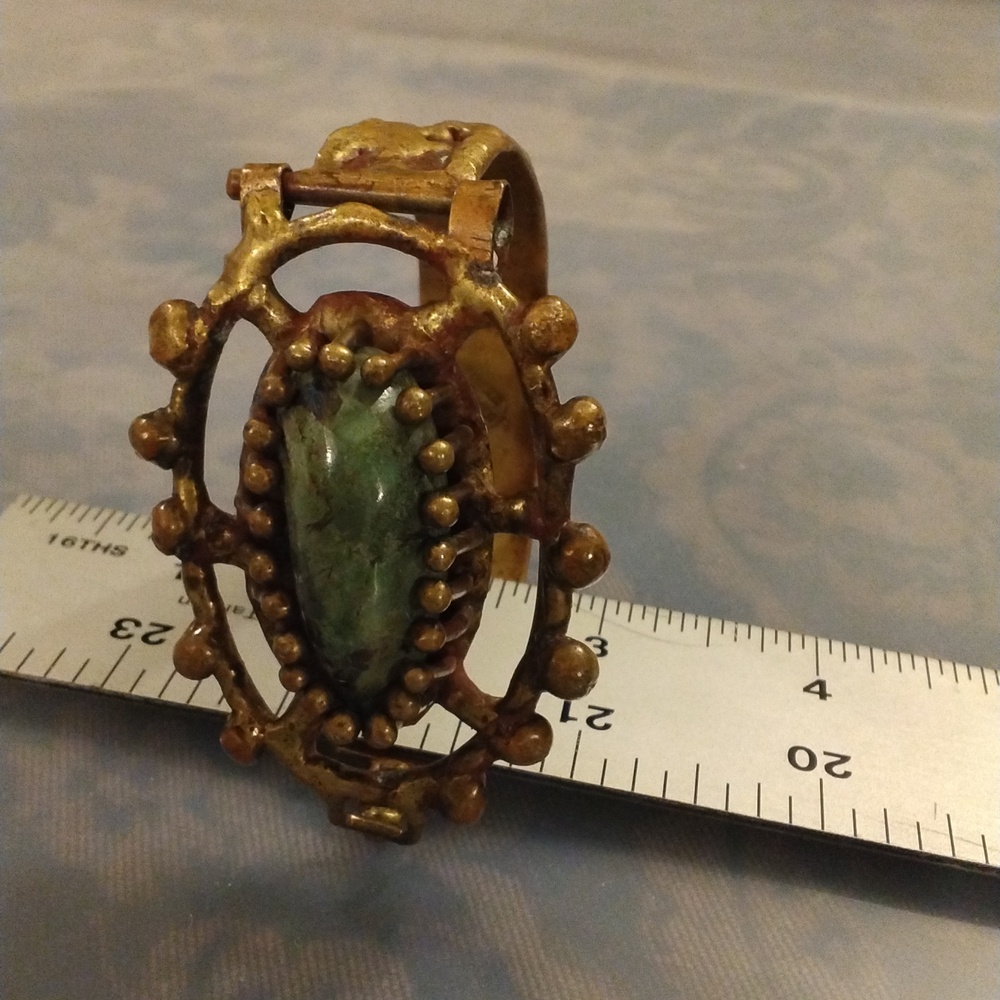 Vintage PAL KEPENYES Bracelet with Green Stones Signed - Picture 11 of 13